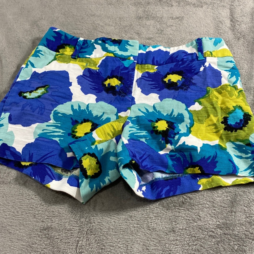 Lofts Floral Shorts Size 4 Blue Green White Tropical Botanical Textured Summer